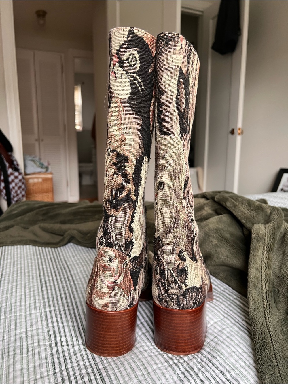 Jeffrey Campbell Cat Tapestry Mid-Calf Heeled Boots - Picture 6 of 8